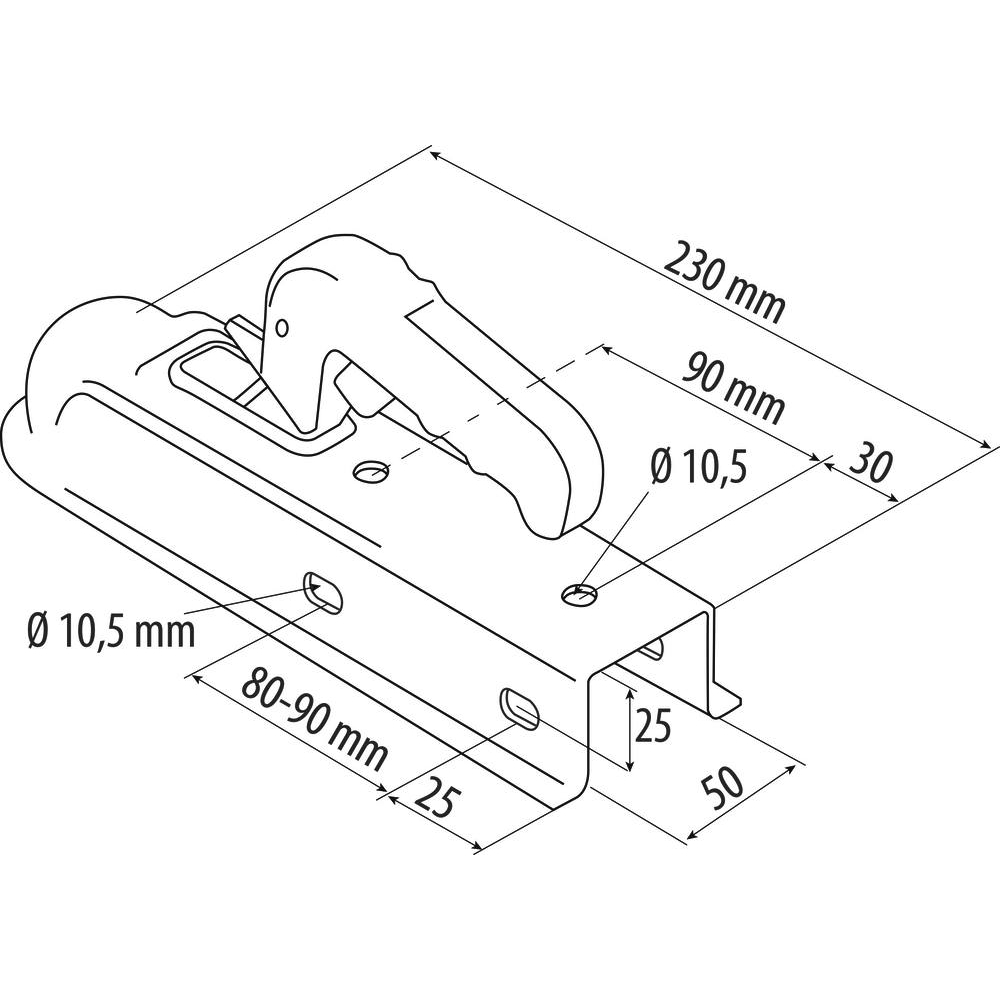 Tête d'attelage 750kg pour timon carré de 50mm ALKO - 16550