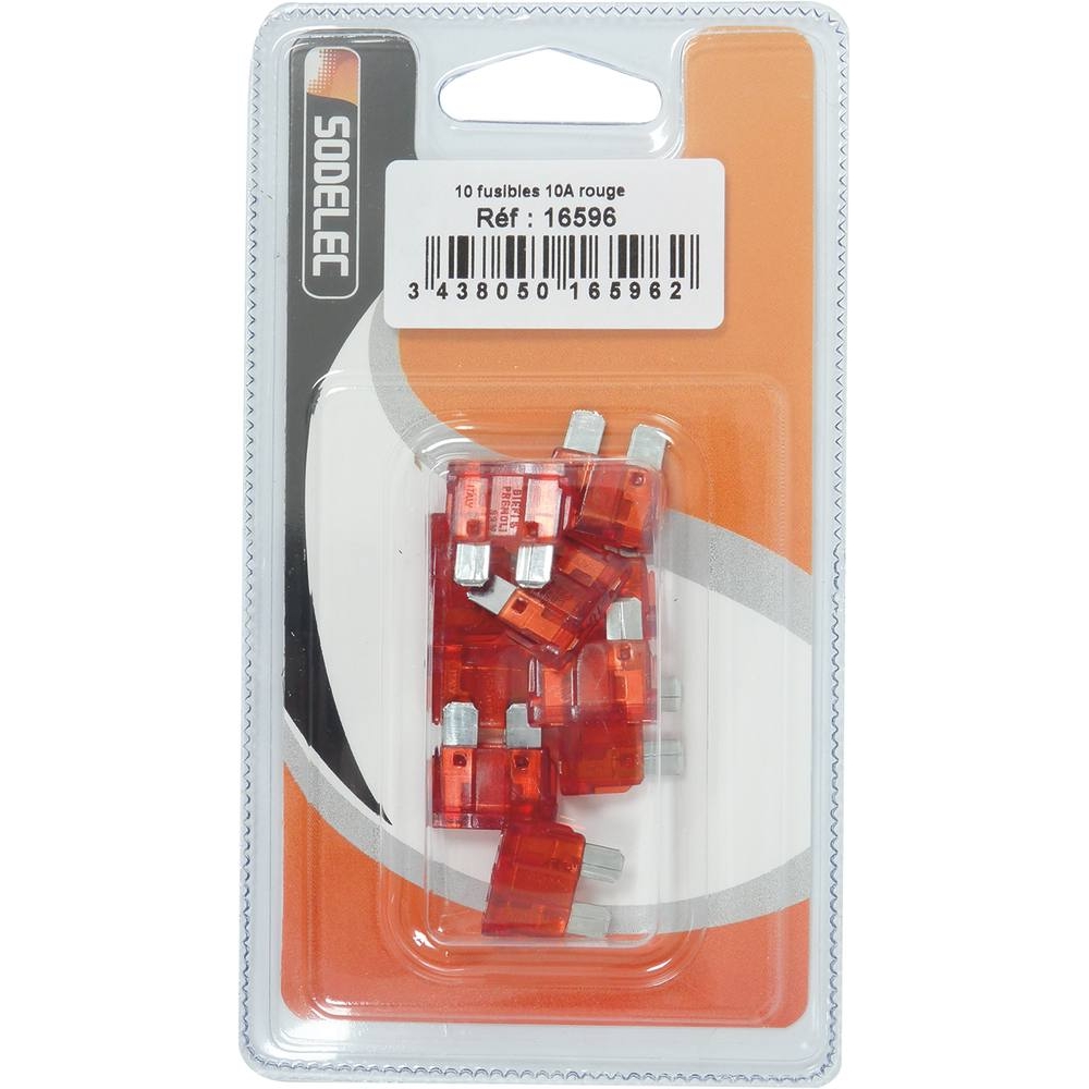 Fusible enfichable 10A rouge - de 10 pcs SODELEC - 16596
