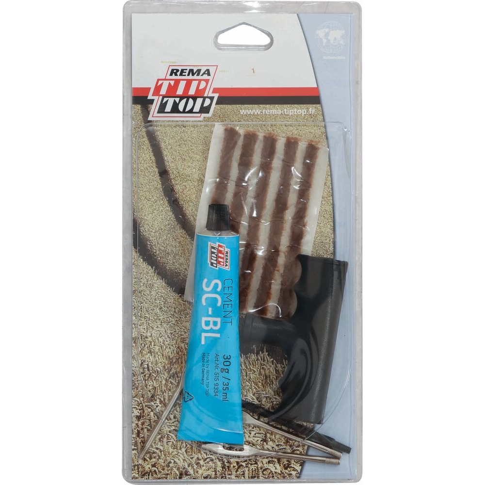 Réparation pour pneus tubeless - de 5 tresses de 100mm avec colle et outil REMA TIP TOP - 16622