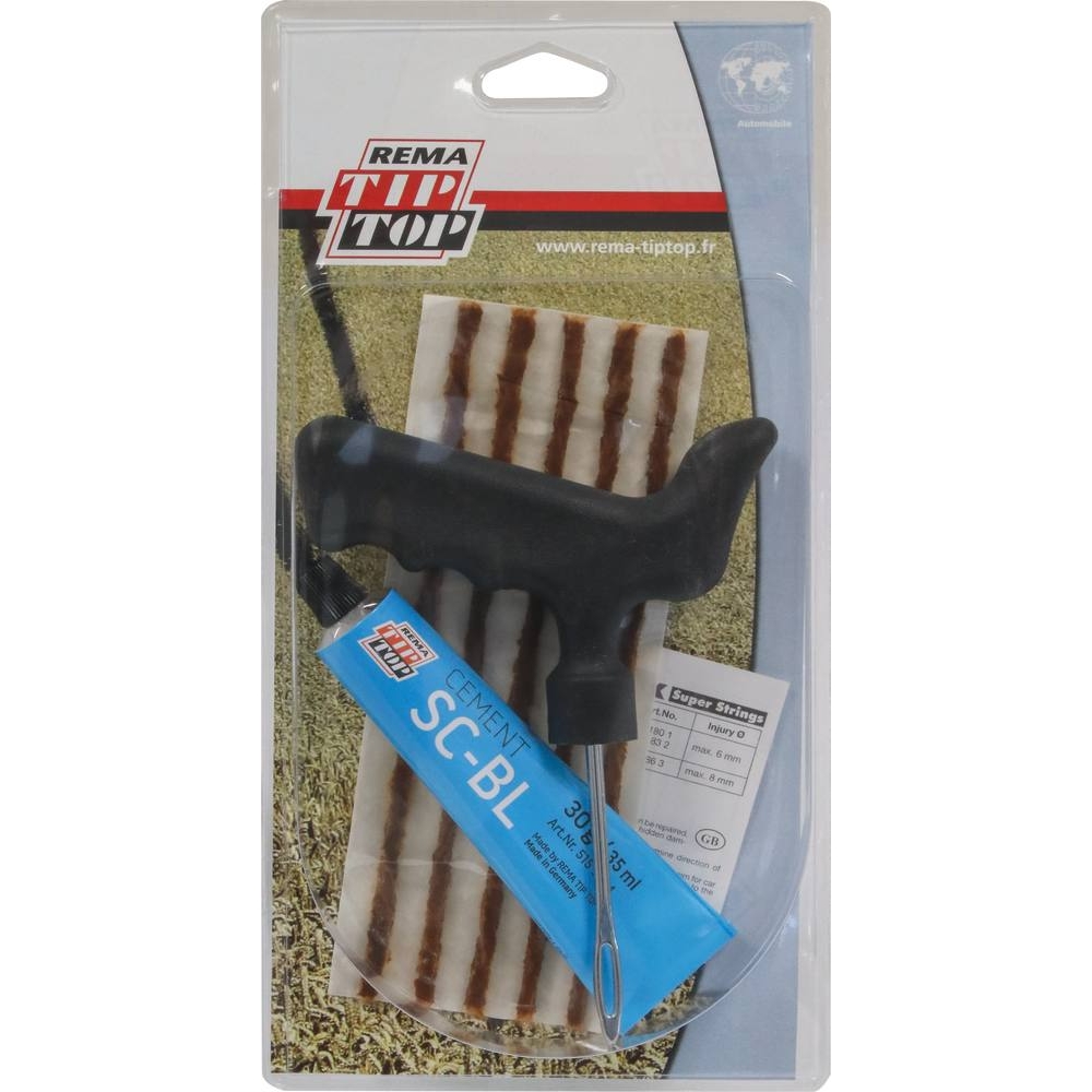 Réparation pour pneus tubeless - de 5 tresses de 180mm avec colle et outil REMA TIP TOP - 16624