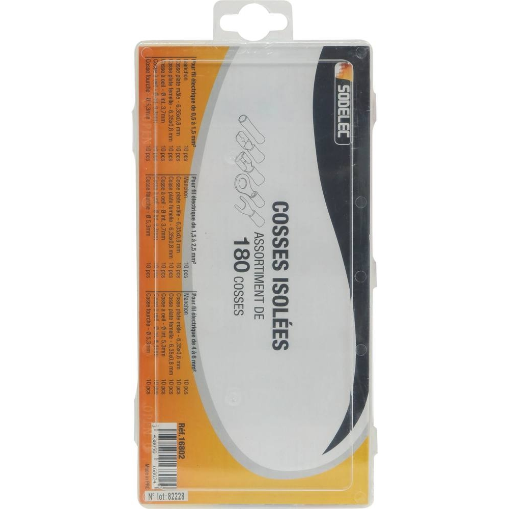 Cosse isolée - coffret de 180 pcs SODELEC - 16802