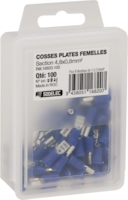 Cosse plate femelle isolée bleue 6,3X0,8mm - de 10 - SODELEC - 16822.10
