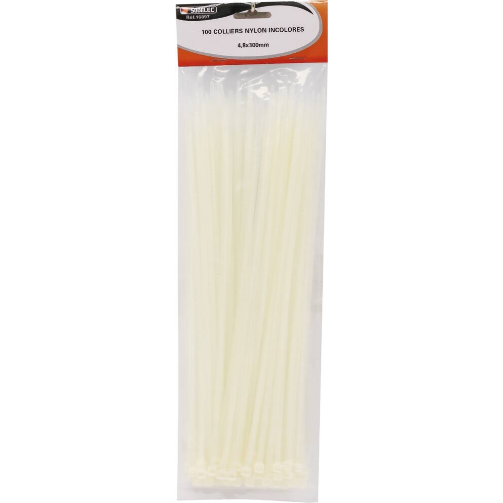 Collier nylon 4,8x300mm incolore - lot de 100 pcs SODELEC - 16897