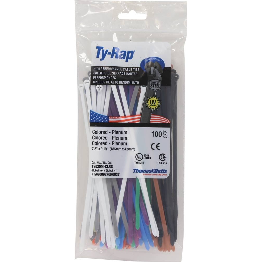 Collier nylon Ty-rap multicolore 4,8x186mm - lot de 100 pcs TY RAP - 16909
