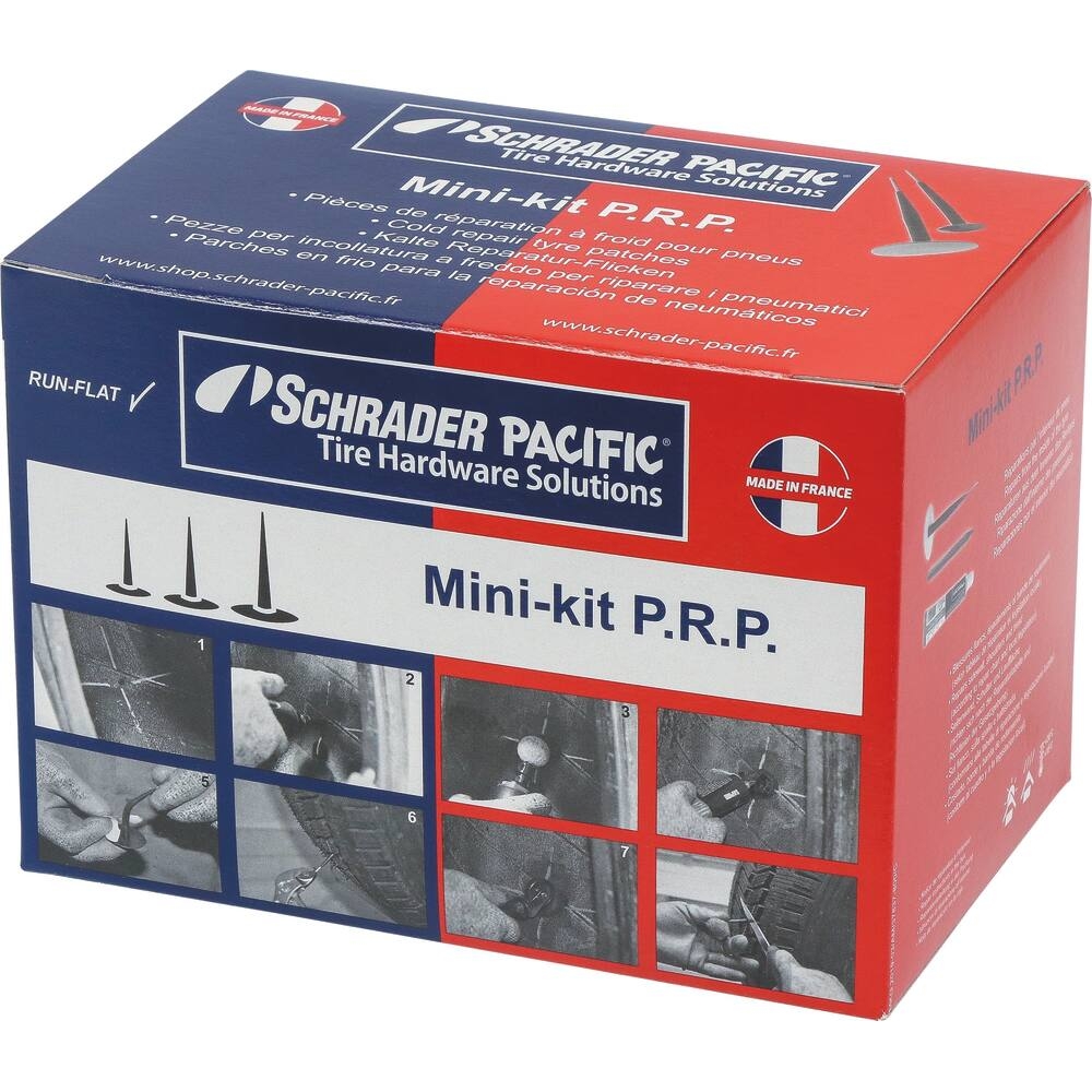Réparation pour pneus tubeless - kit 24 champignons 6mm avec colle et fraise SCHRADER - 17039
