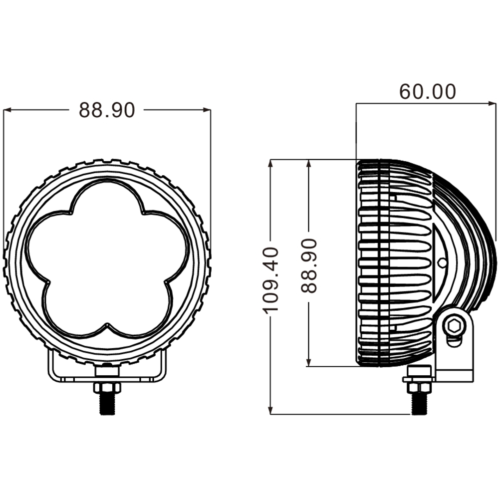 Phare de travail rond LED 10/32V 18W 1200 lumens SODIFLASH - 17042