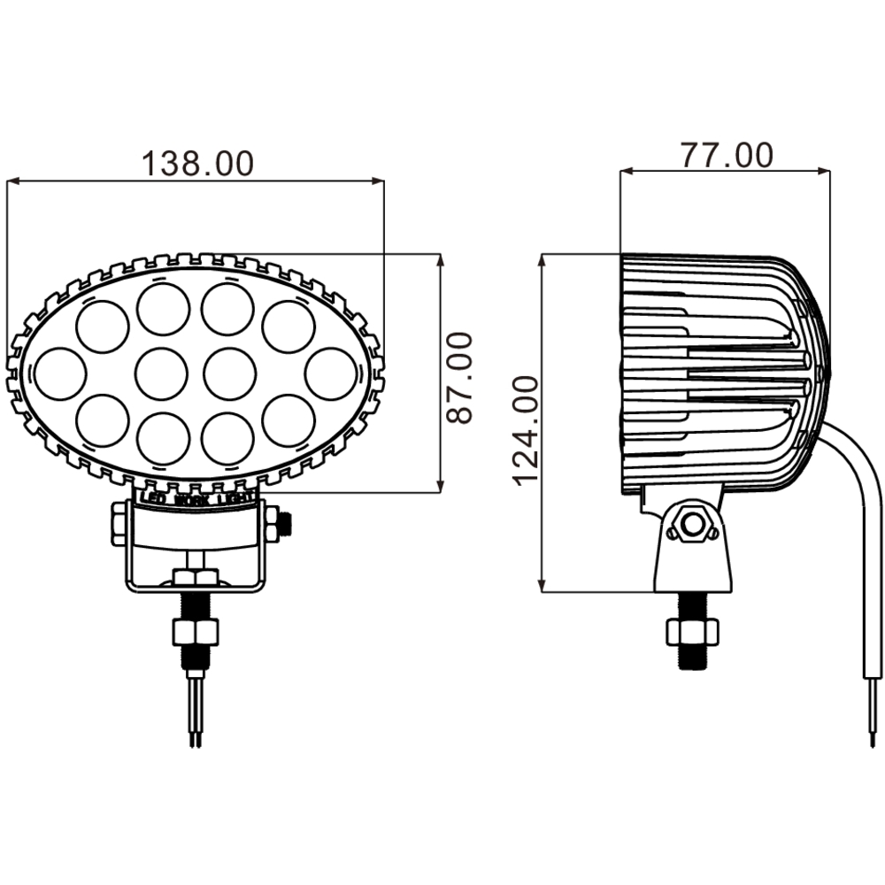Phare de travail ovale LED 10/32V 36W 2400 lumens SODIFLASH - 17043