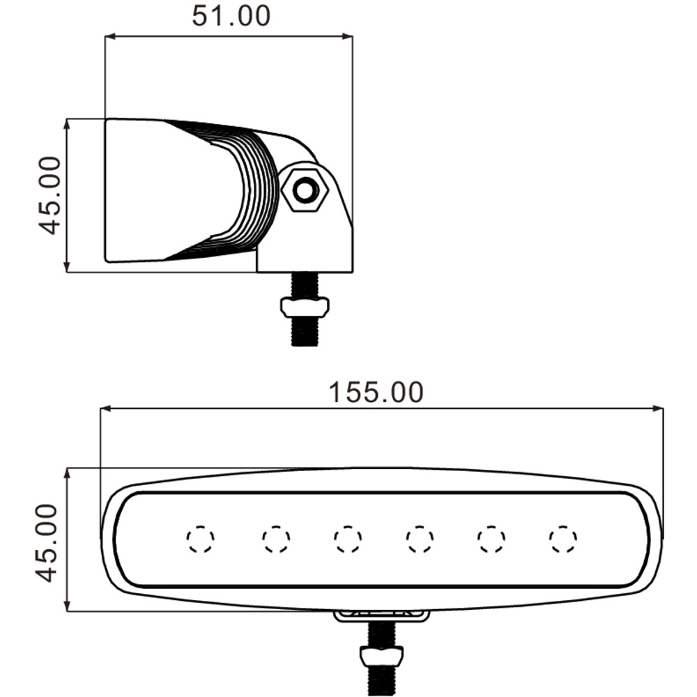 Phare de travail rectangle LED 10/30V 18W 1200 lumens faisceau longue portée SODIFLASH - 17044