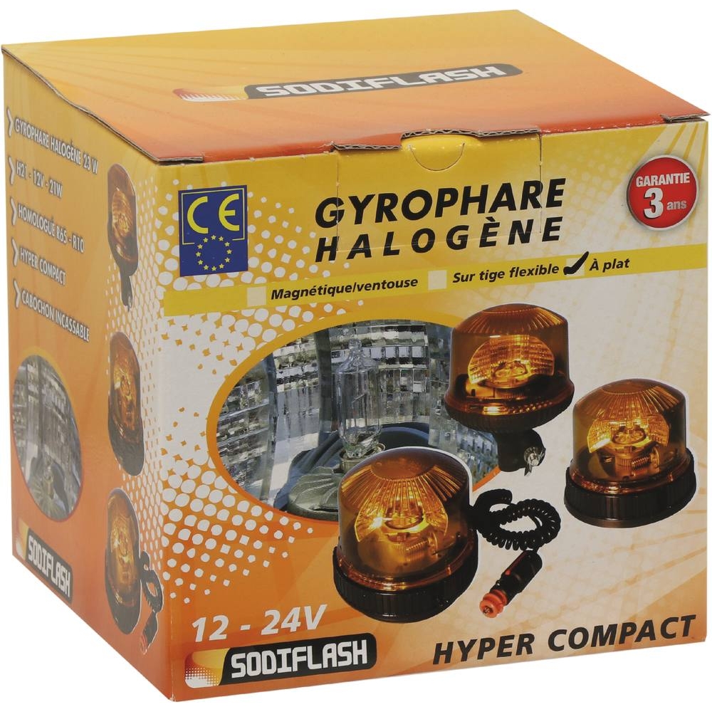 Gyrophare halogène 23W 12/24V à fixer SODIFLASH - 17051