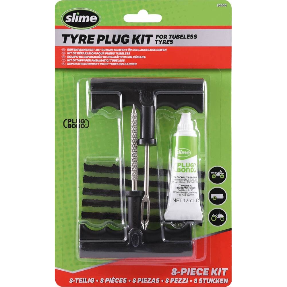 Kit de réparation pour pneus Tubeless - 8 pcs SLIME - 17193