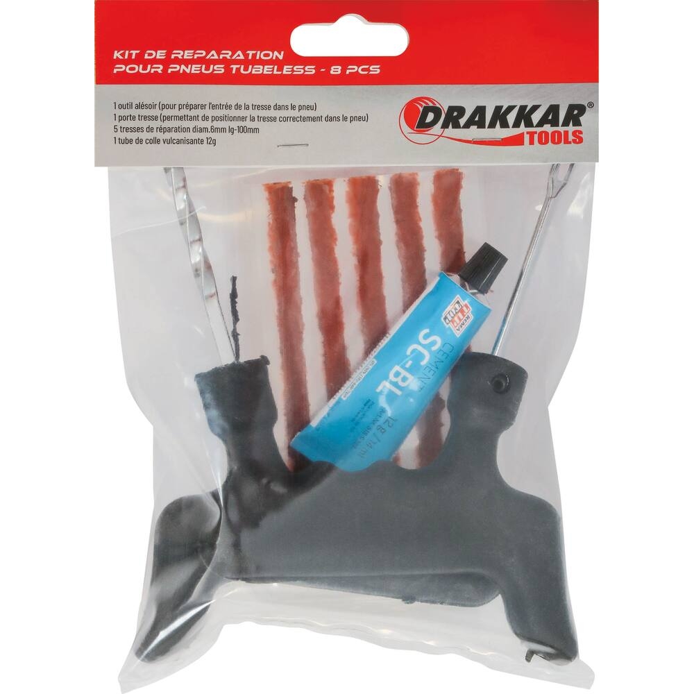 Kit de réparation pour pneus Tubeless - 8 pcs DRAKKAR TOOLS - 17296
