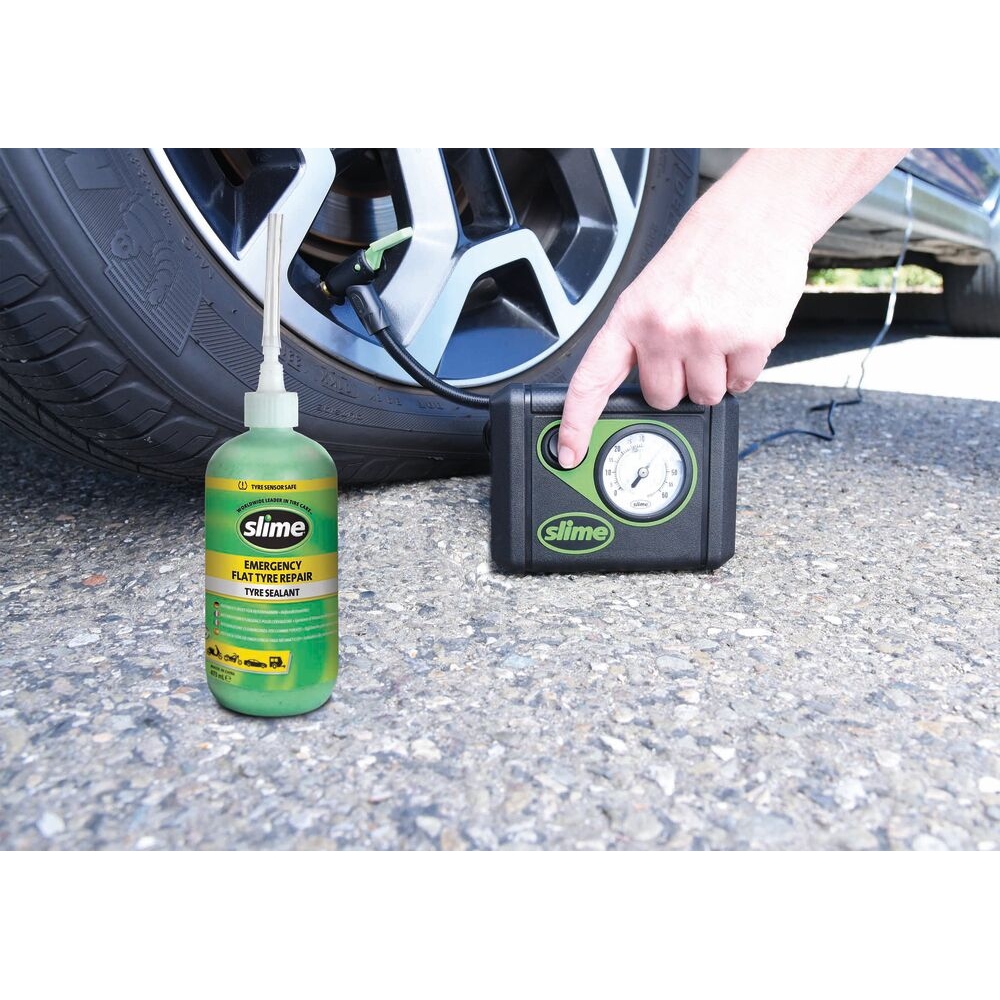 Gel anti-crevaison 473ml avec compresseur 12V pour pneu tubeless SLIME - 17297