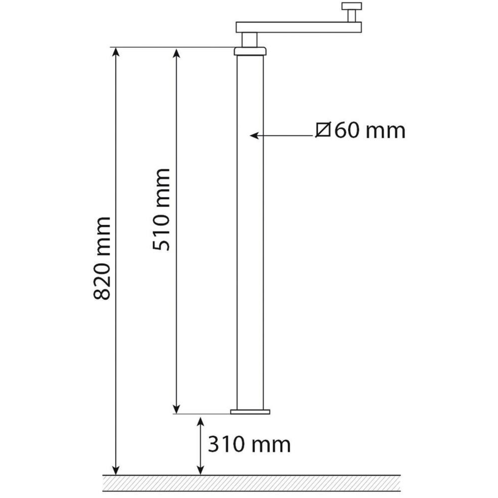 Béquille acier carré de 60mm course de 310mm 600kg avec fixation réglable - 17536