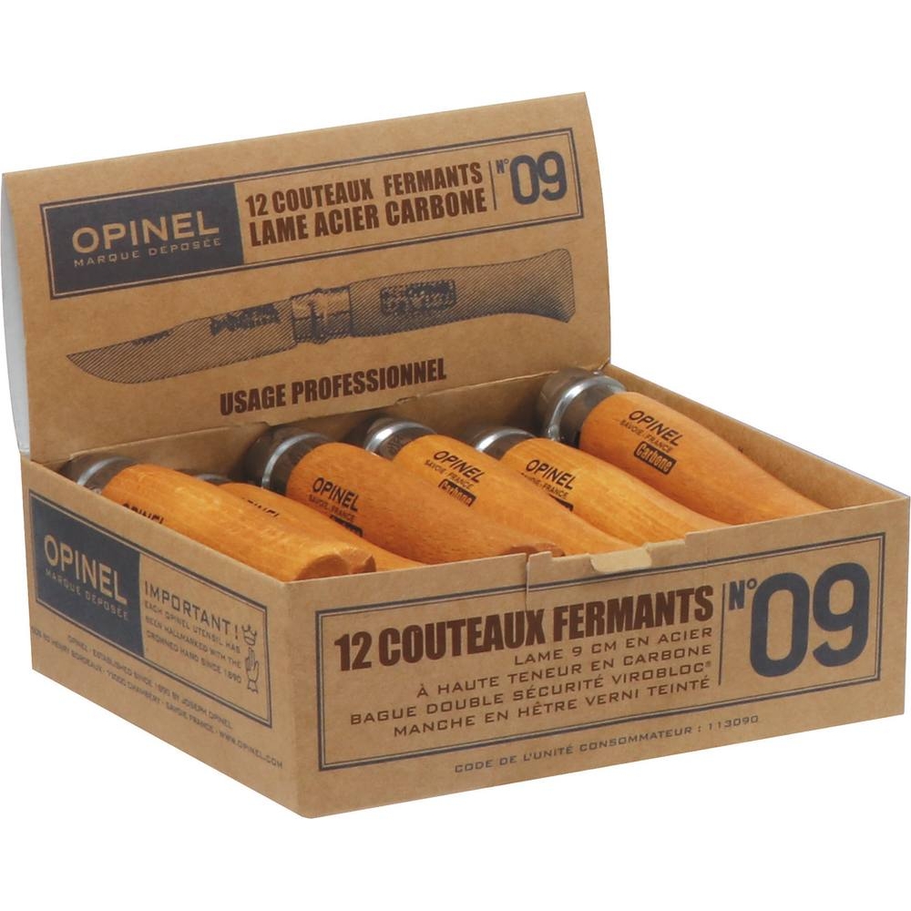 Couteau N°9 avec lame en acier carbone et bague de sécurité OPINEL - 17664
