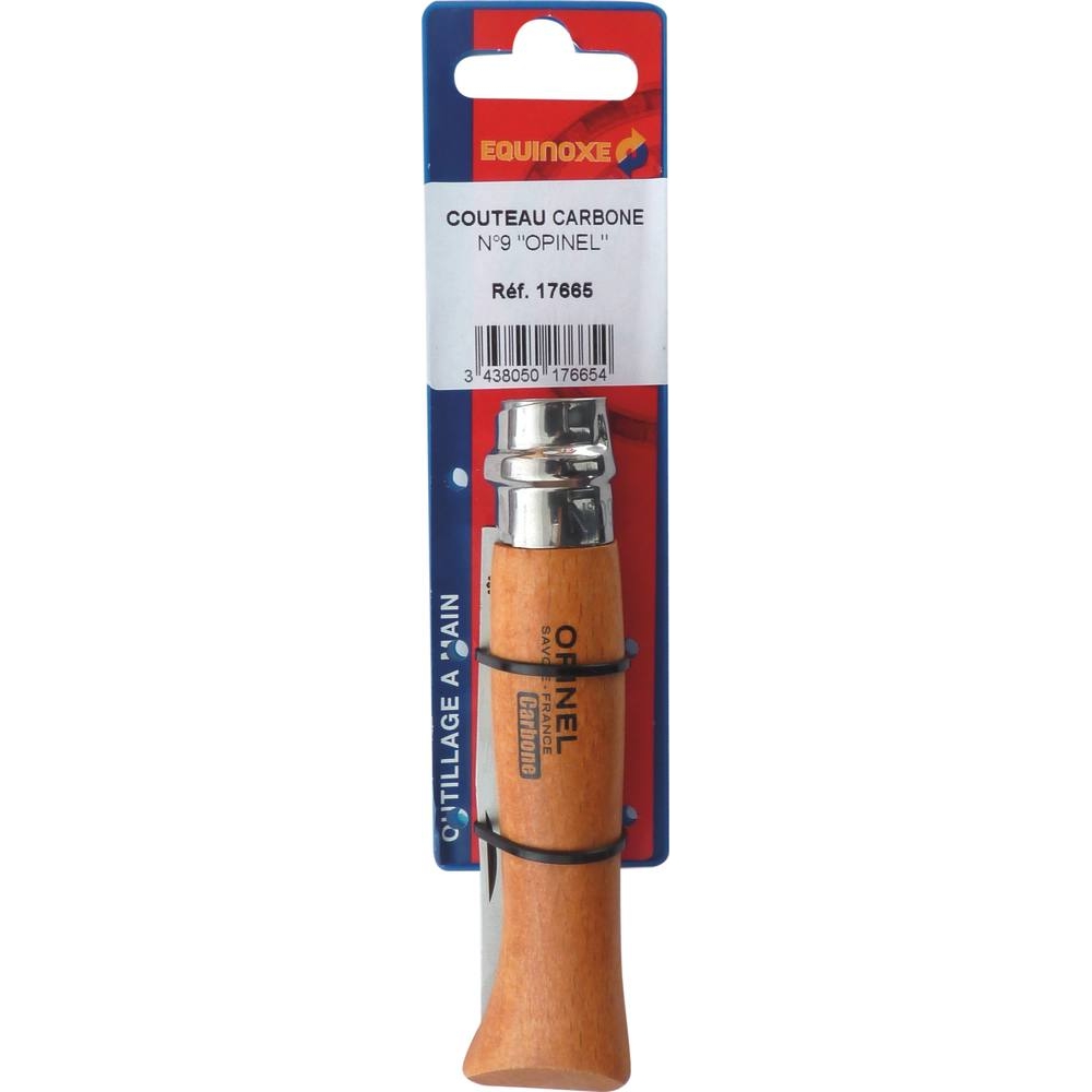 Couteau N°9 avec lame en acier carbone et bague de sécurité - OPINEL - 17665