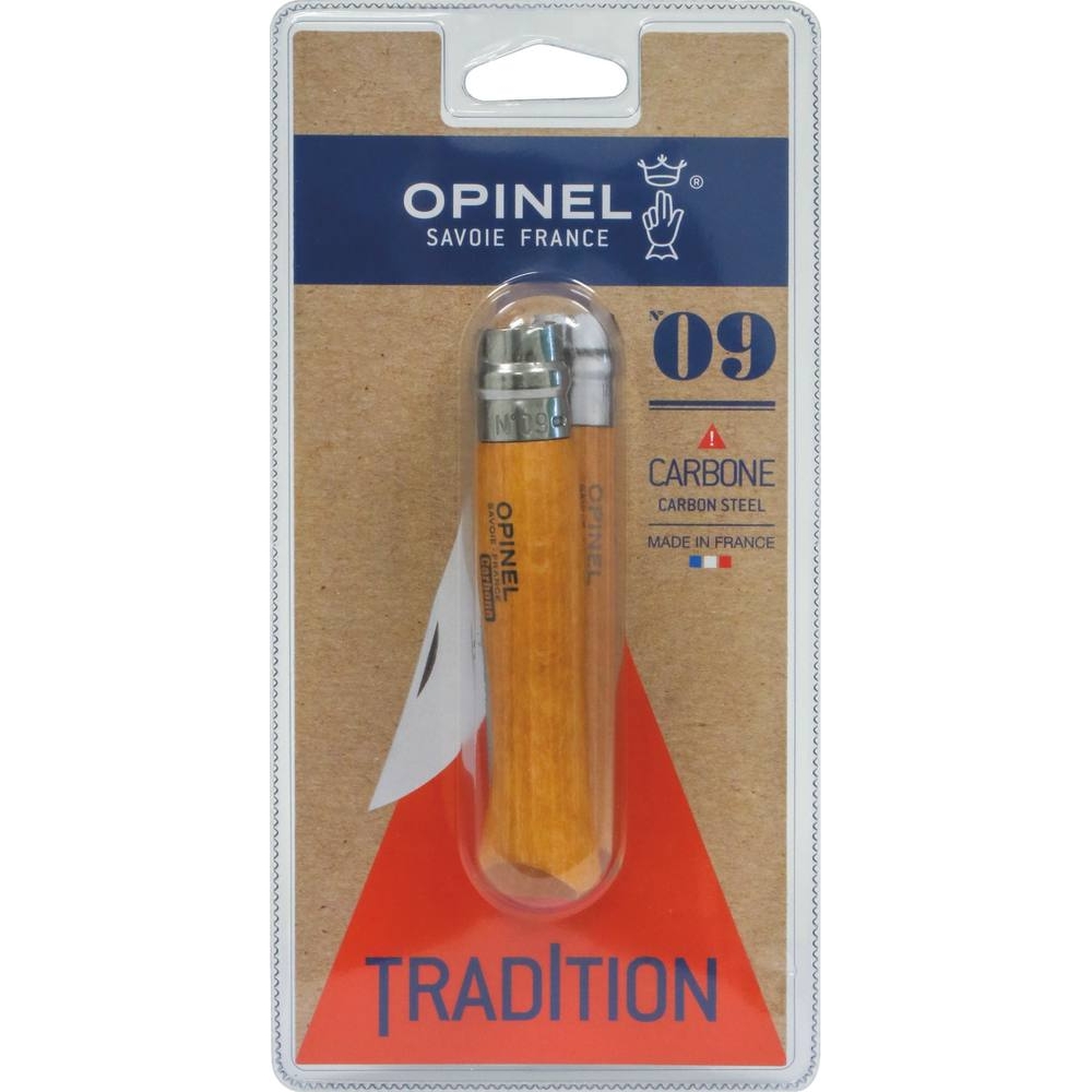 Couteau N°9 avec lame en acier carbone et bague de sécurité - OPINEL - 17665