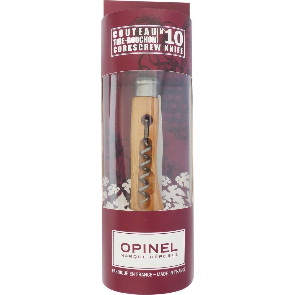 Couteau tire bouchon N°10 avec lame en acier inox et bague de sécurité OPINEL - 17676
