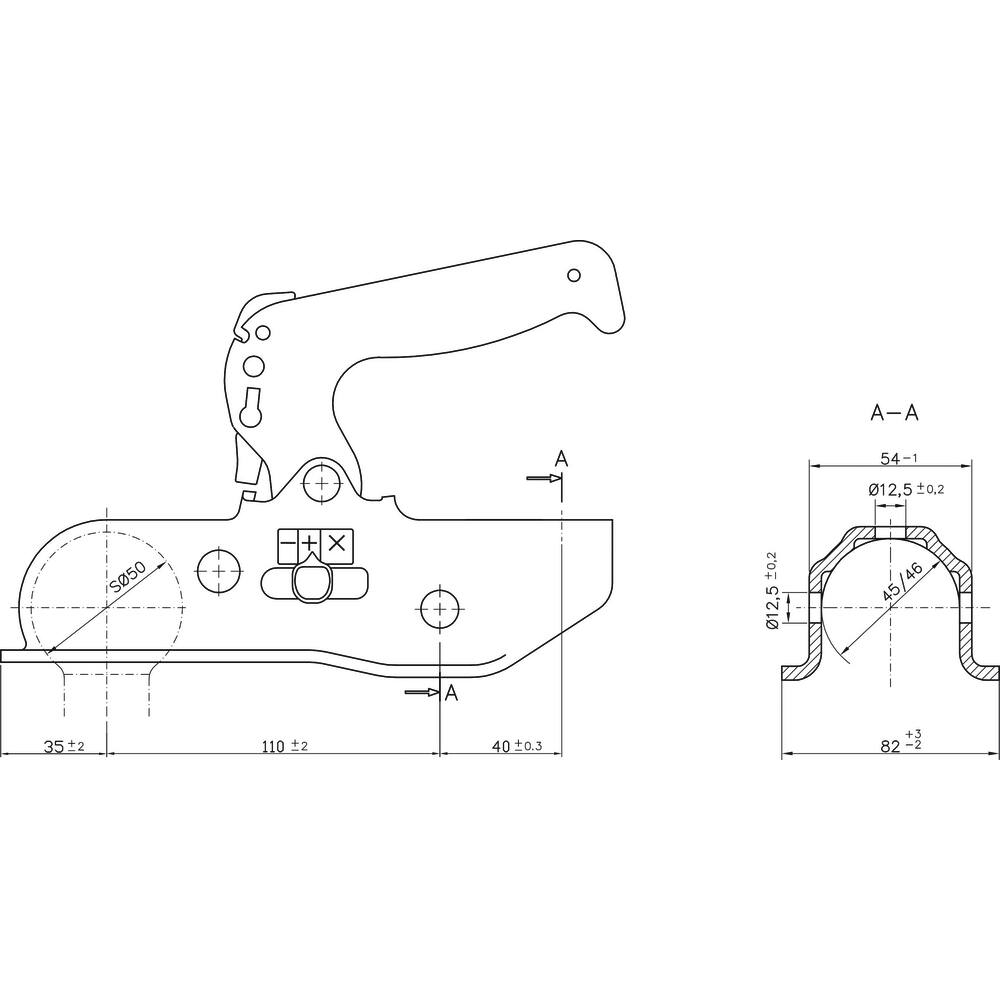 Tête d'attelage 1500kg pour remorque freinée pour timon rond 45mm ALKO - 17691