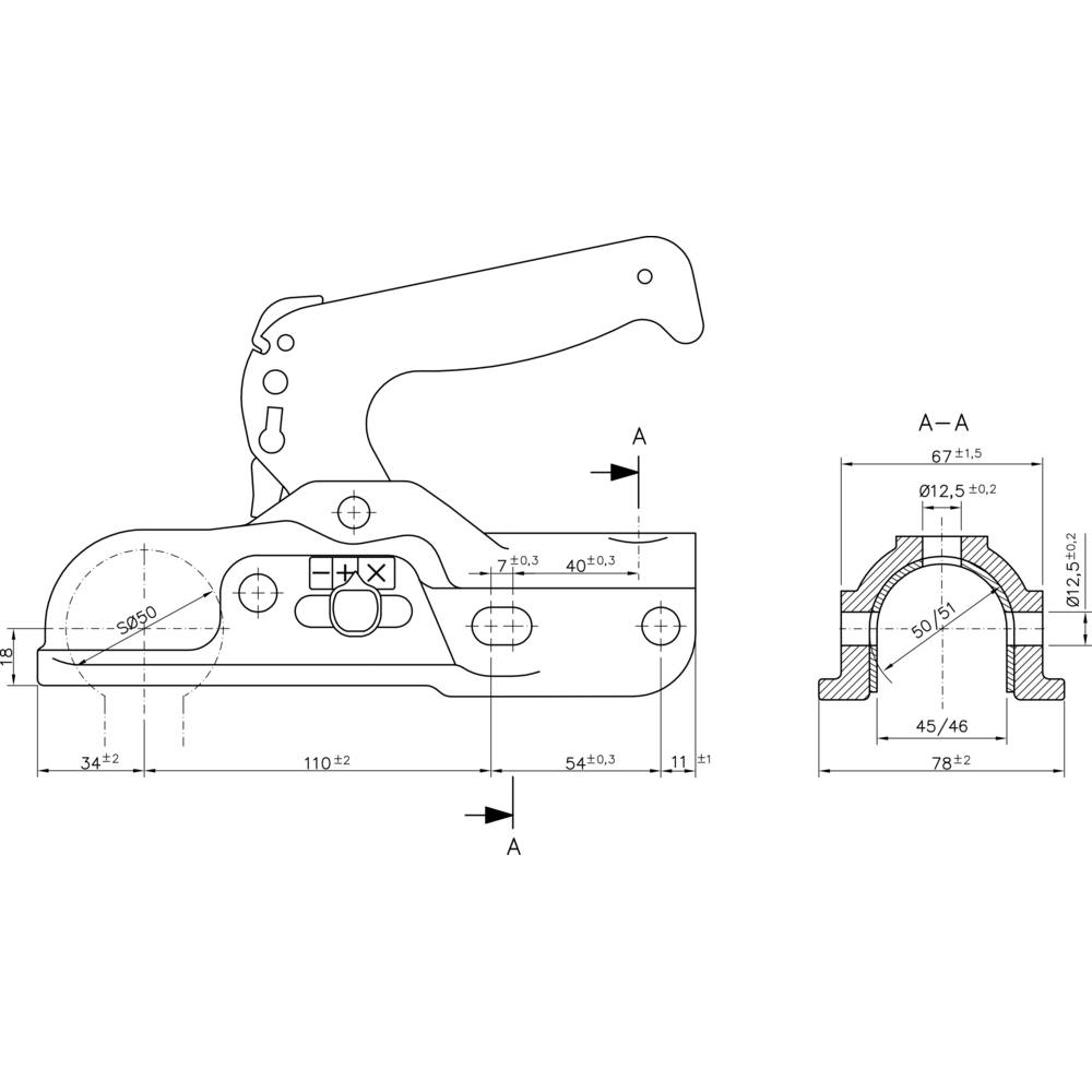 Tête d'attelage 3000kg pour remorque freinée pour timon rond 45mm/50mm ALKO - 17692