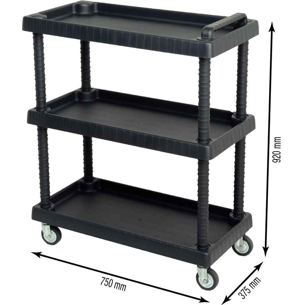 Servante d'atelier plastique/résine 3 plateaux 750x375x920mm - 17757