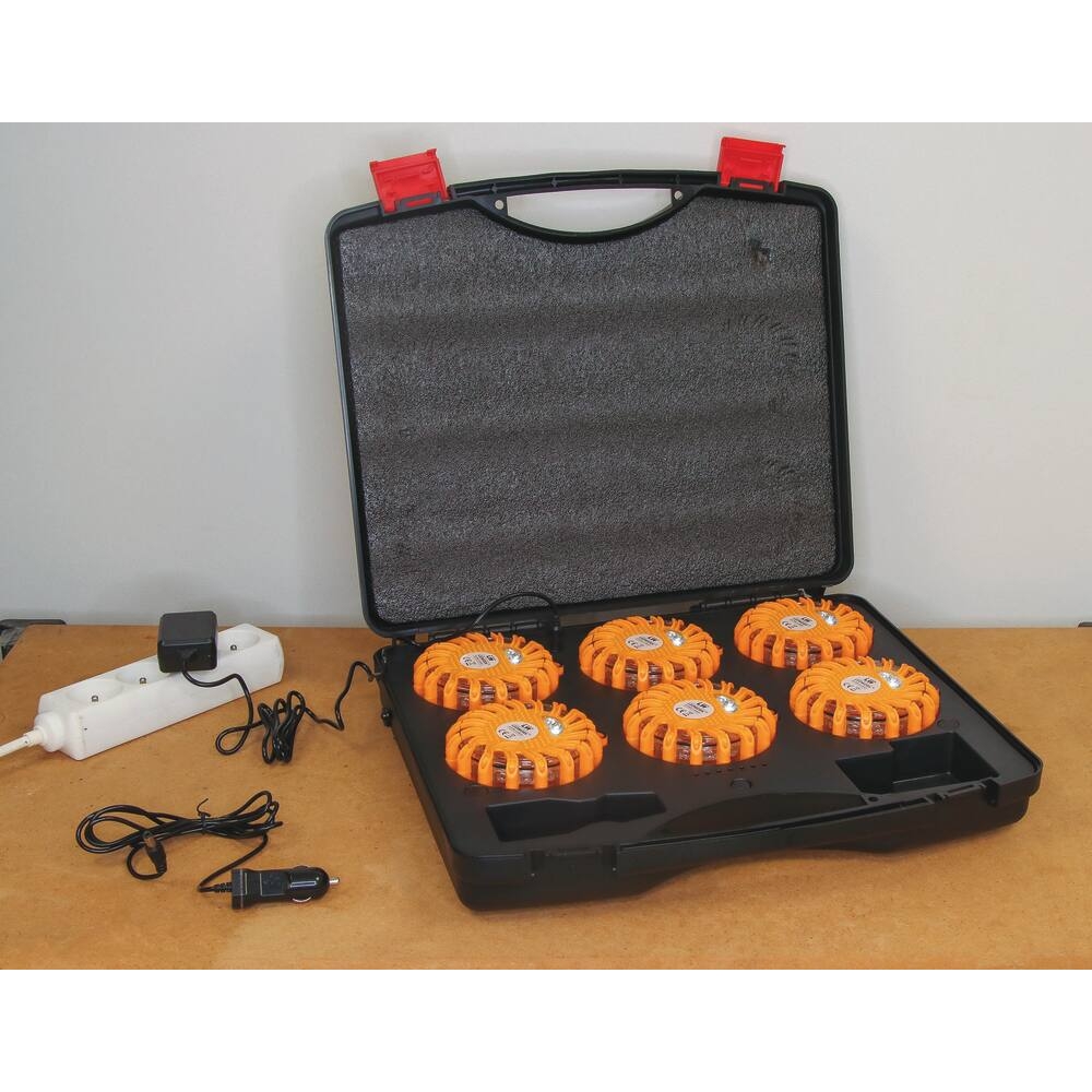 Balise LED magnétique rechargeable - mallette de 6 pcs SODIFLASH - 17929