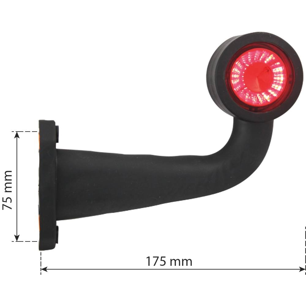 Feu de gabarit LED 12/24V côté droit rouge/blanc déporté coudé 175mm SODIFLASH - 17939