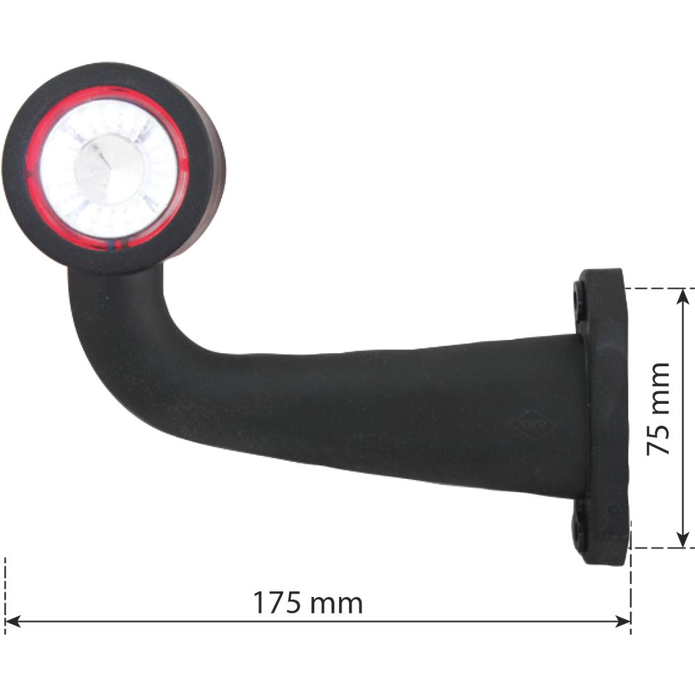Feu de gabarit LED 12/24V côté gauche rouge/blanc déporté coudé 175mm SODIFLASH - 17949