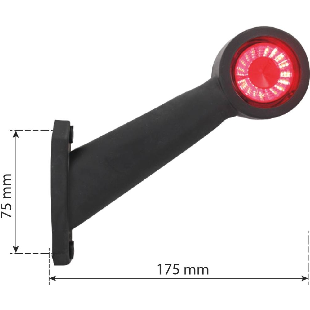 Feu de gabarit LED 12/24V côté droit rouge/blanc déporté incliné 175mm SODIFLASH - 17953