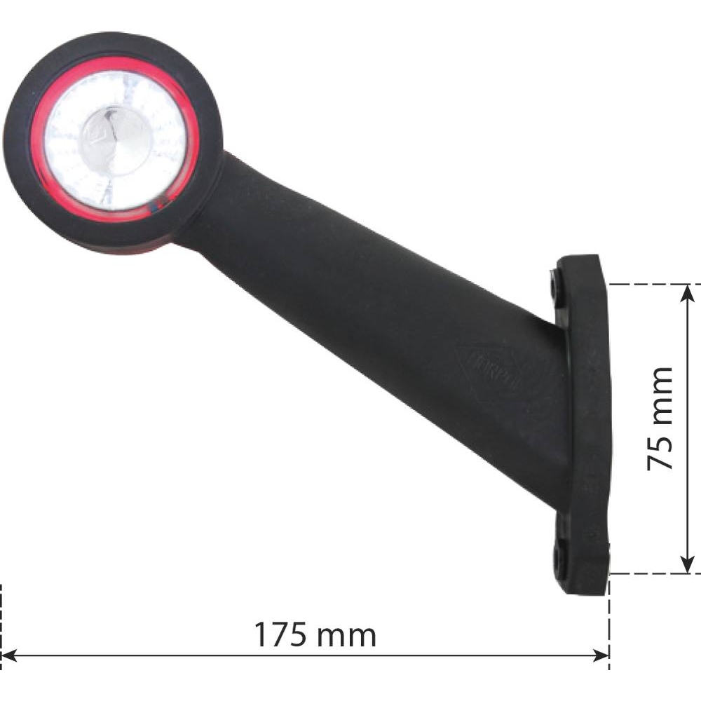Feu de gabarit LED 12/24V côté gauche rouge/blanc déporté incliné 175mm SODIFLASH - 17954
