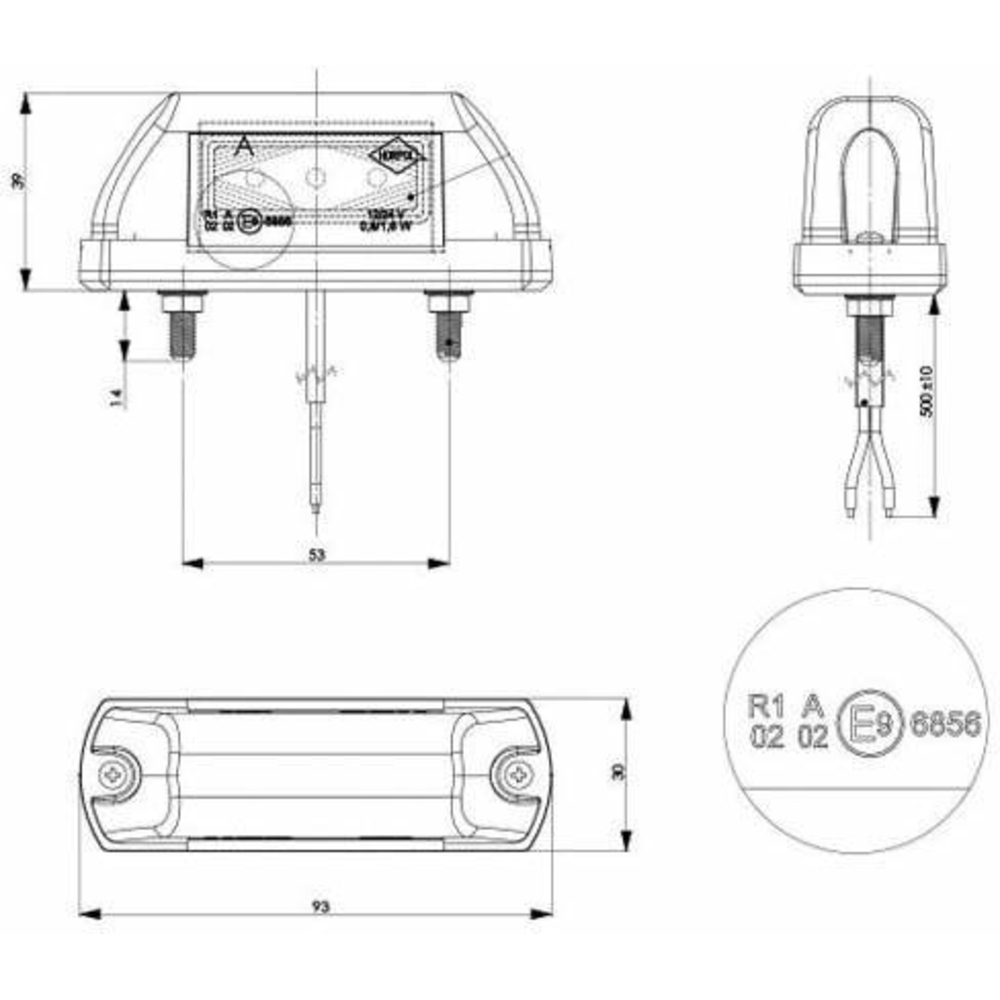 Feu de gabarit LED 12/24V rouge/blanc à fixer SODIFLASH - 17957