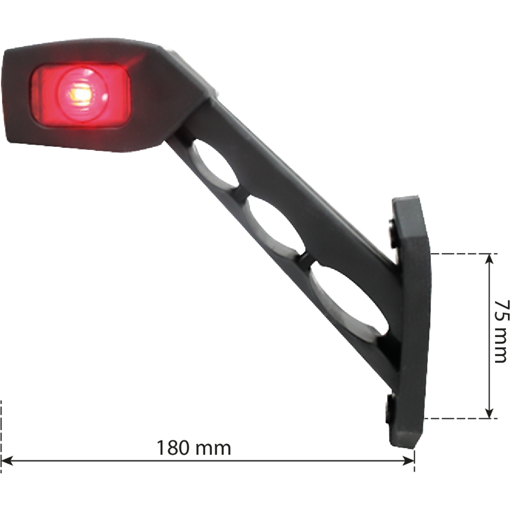 Feu de gabarit LED 12/24V côté gauche rouge/blanc/orange déporté coudé 180mm SODIFLASH - 17963