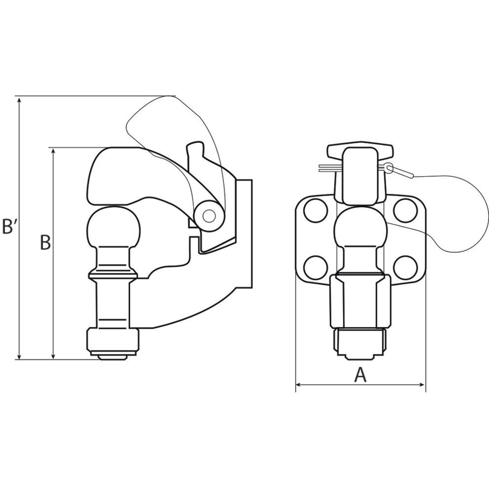 Crochet mixte d'attelage 3,5T 4 trous 17mm entraxe 90x40mm ALKO - 18015