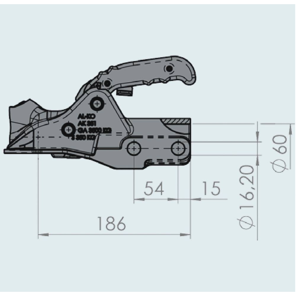 Tête d'attelage 3500kg pour remorque freinée pour timon 60mm ALKO - 18018