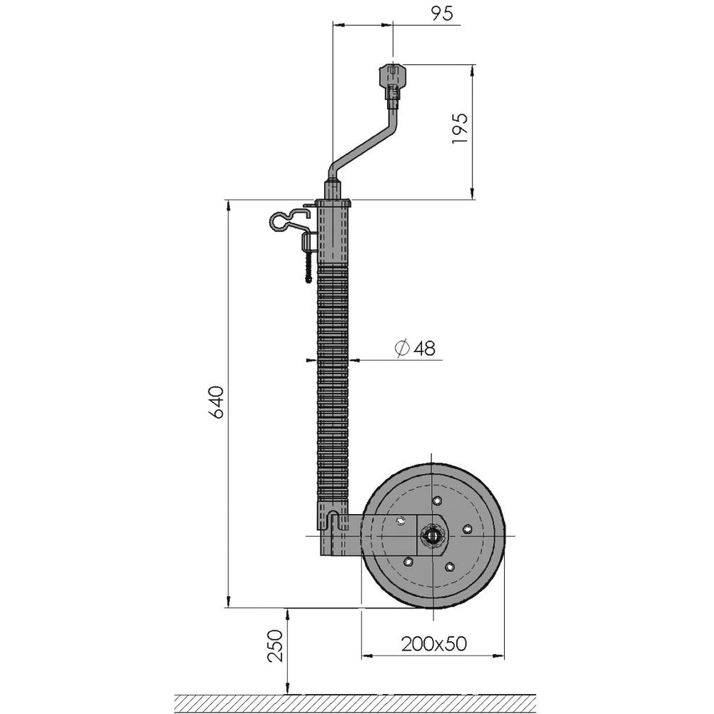 Roue jockey jante acier 48mm anti-décrochage 300kg ALKO - 18024