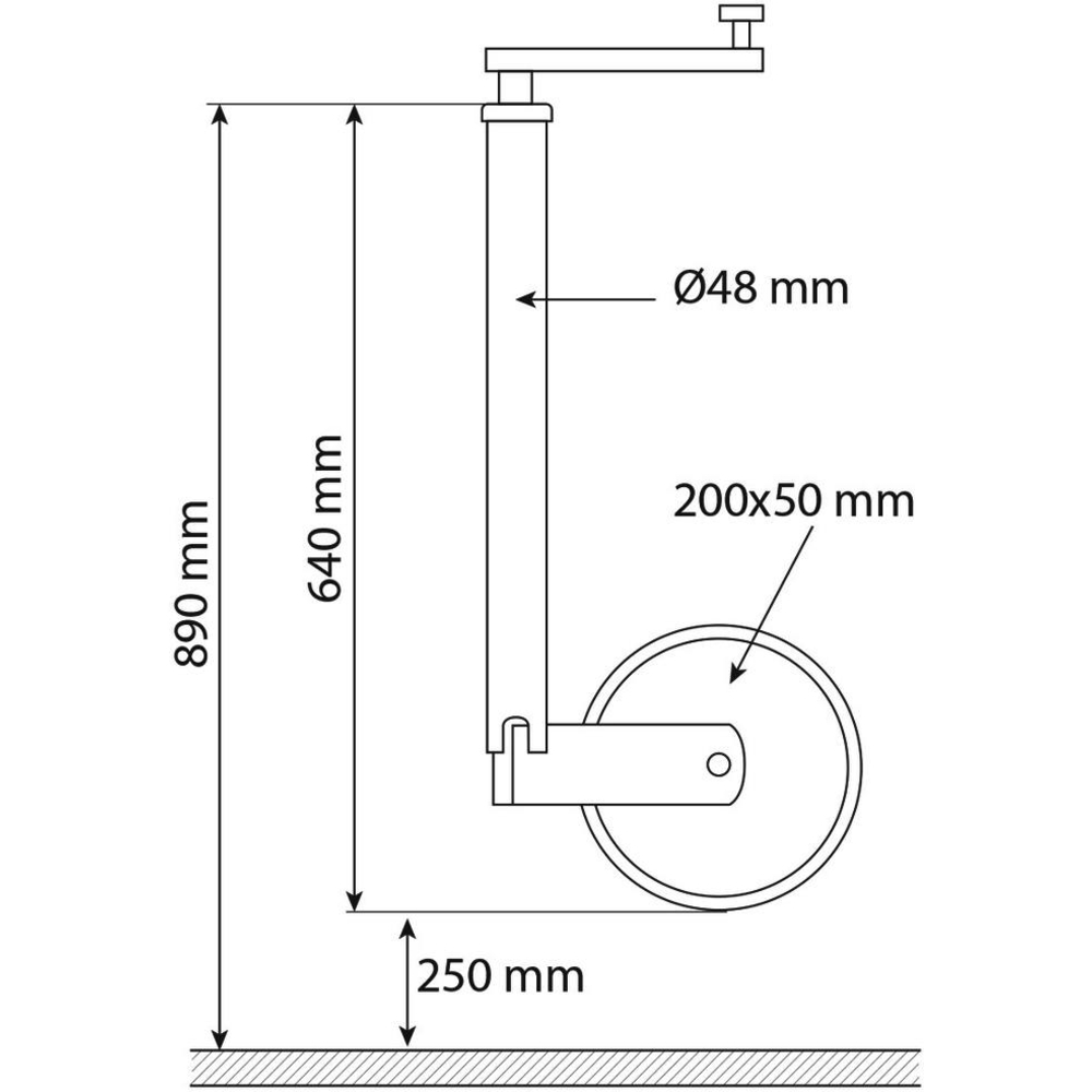 Roue jockey jante acier 48mm anti-décrochage 300kg ALKO - 18024