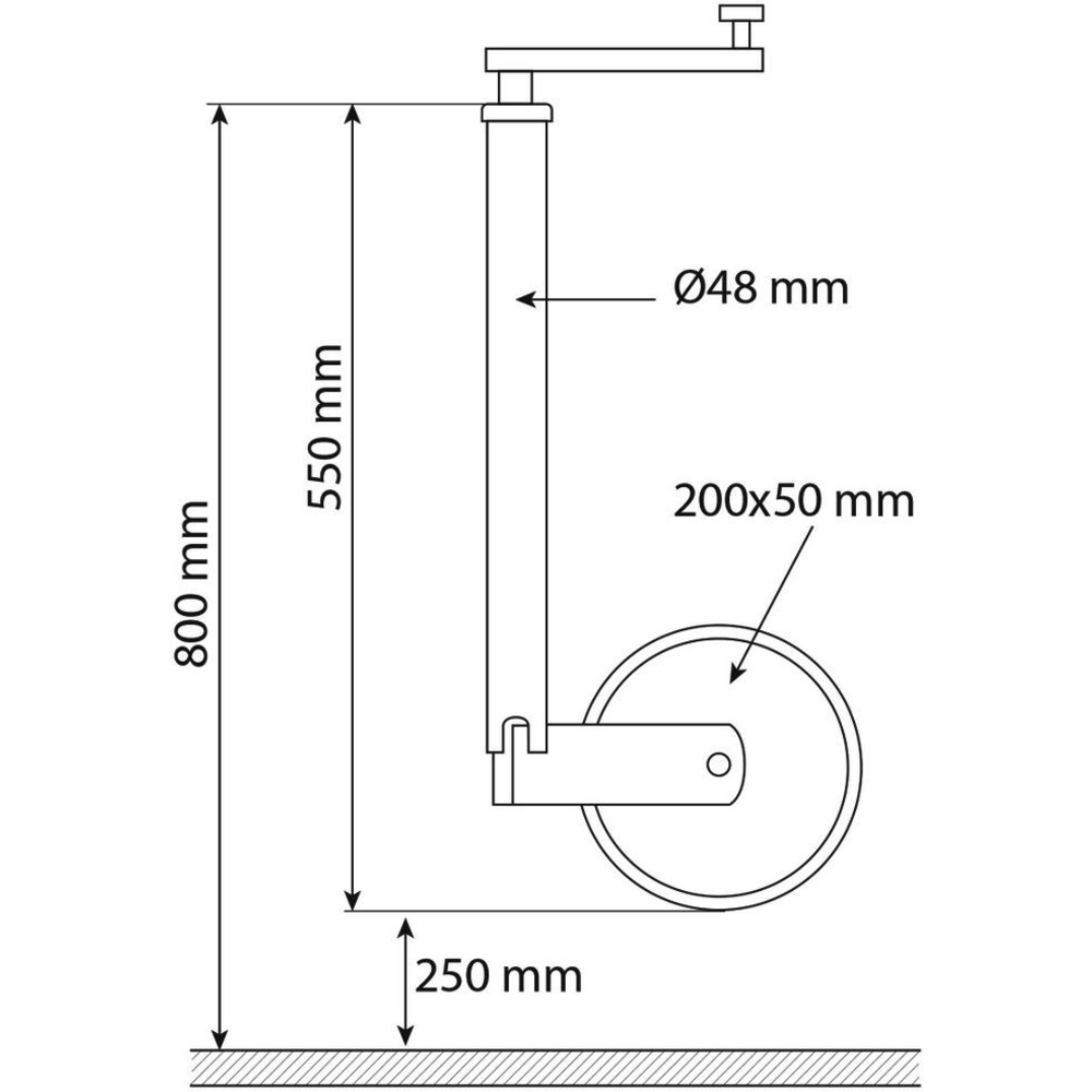 Roue jockey jante acier 48mm course de 250mm 150kg ALKO - 18025