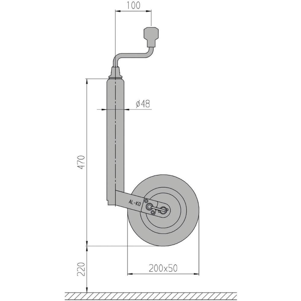 Roue jockey jante PVC 48mm avec blocage de la roue 150kg ALKO - 18026