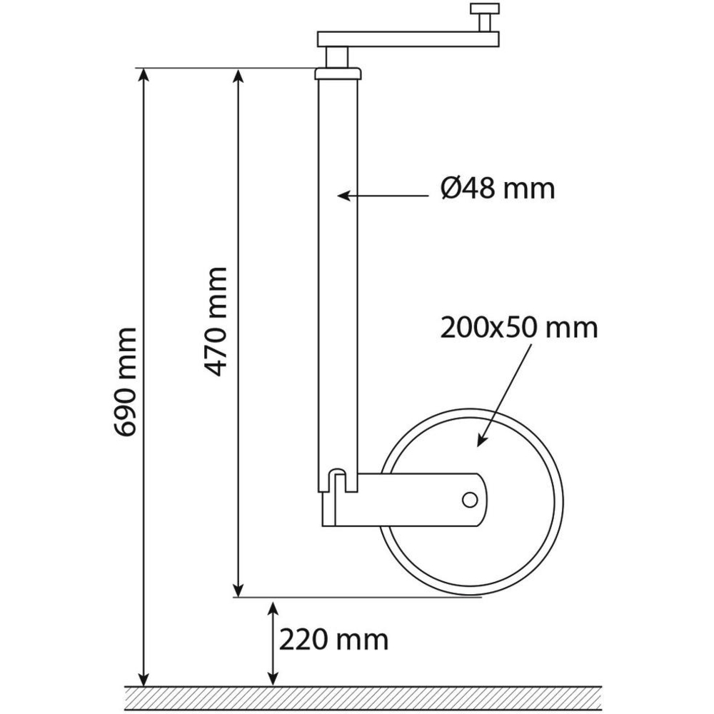 Roue jockey jante PVC 48mm avec blocage de la roue 150kg ALKO - 18026