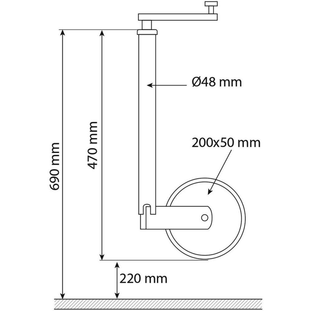 Roue jockey jante PVC 48mm course de 220mm 150kg ALKO - 18027