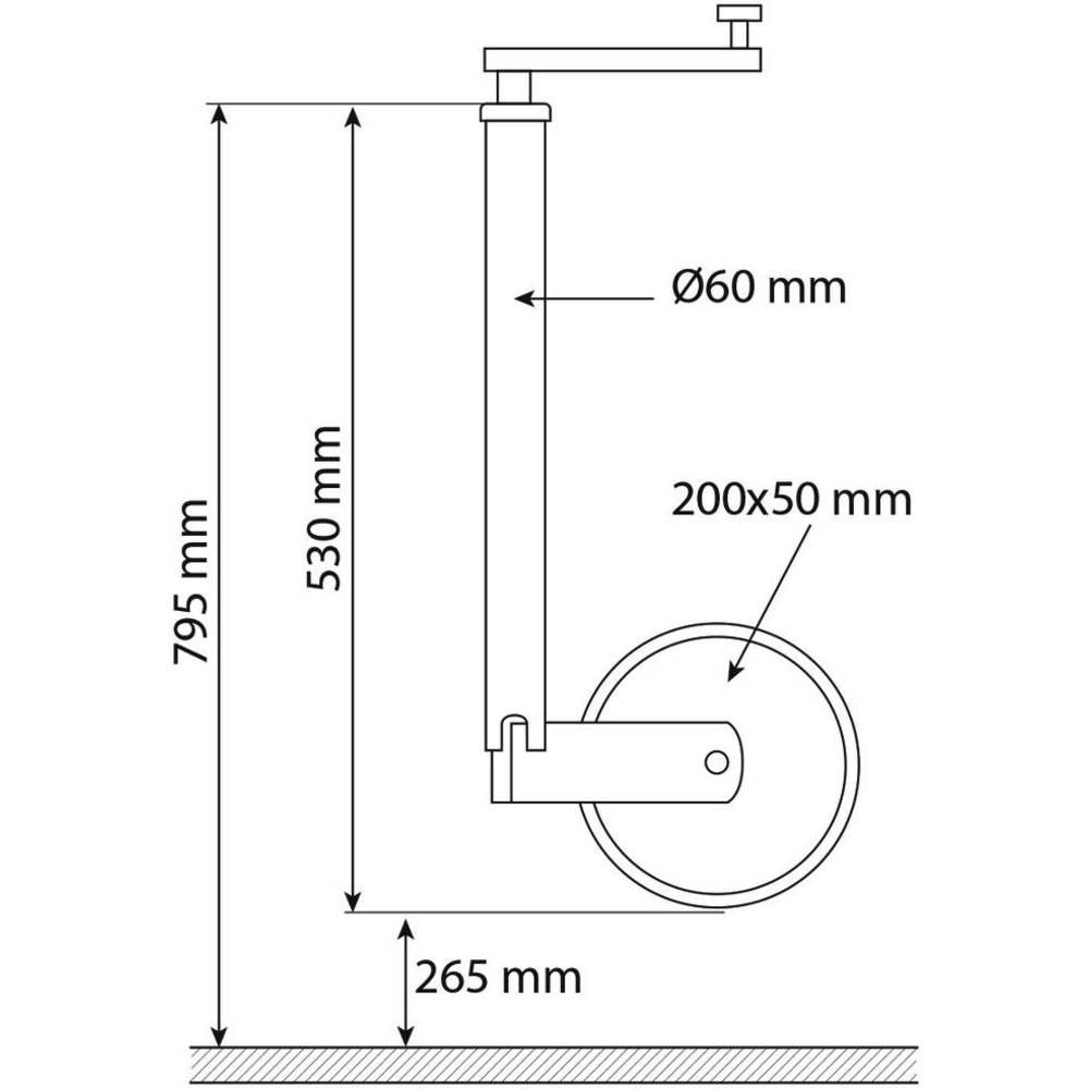 Roue jockey jante acier 60mm course de 265mm 500kg ALKO - 18029