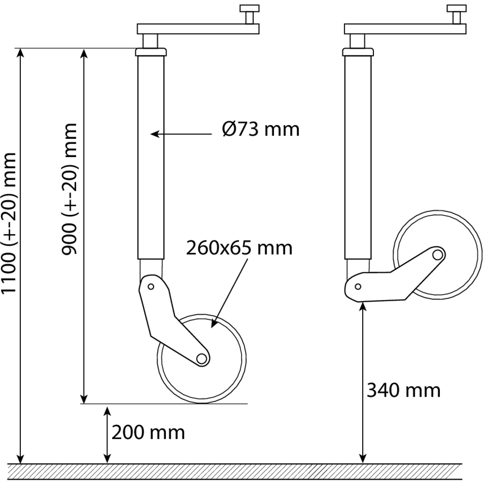 Roue jockey jante acier automatique avec support 800kg ALKO - 18032