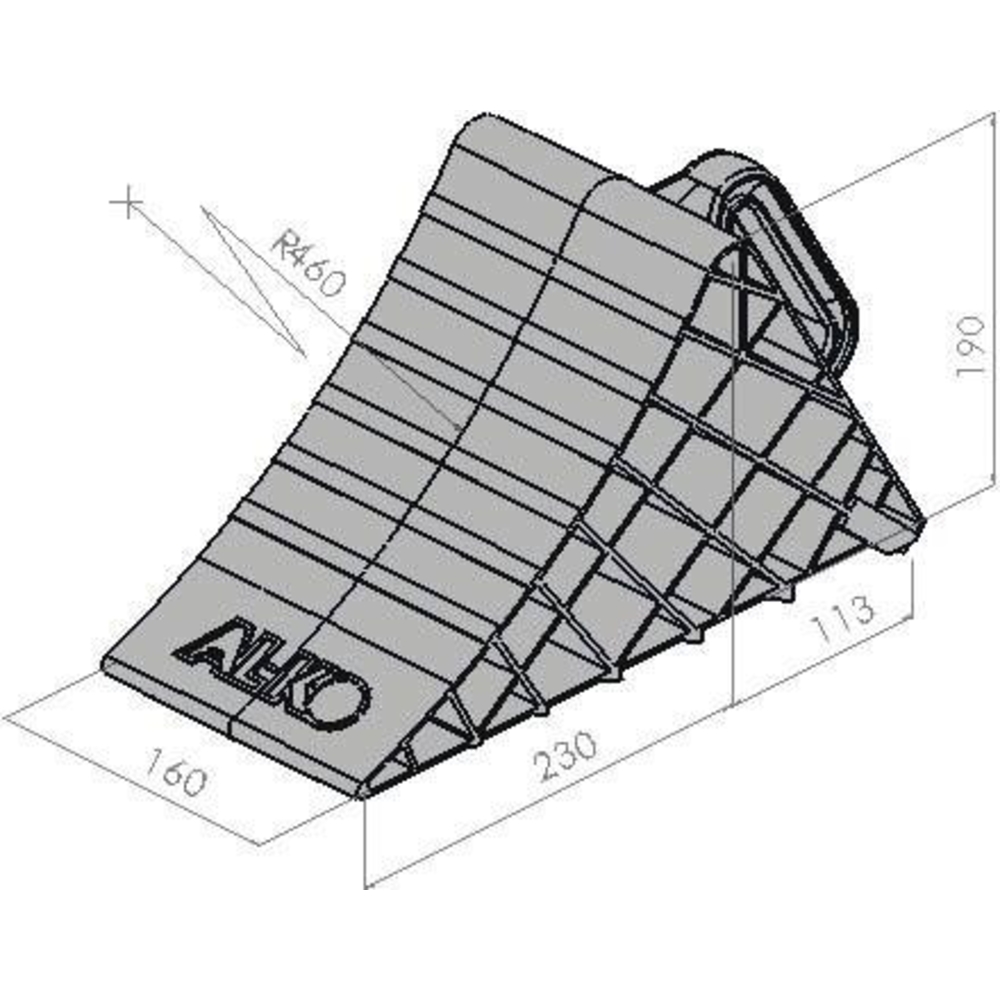 Cale pour poids lourds plastique noir avec poignée noire 160mm 5000kg ALKO - 18048