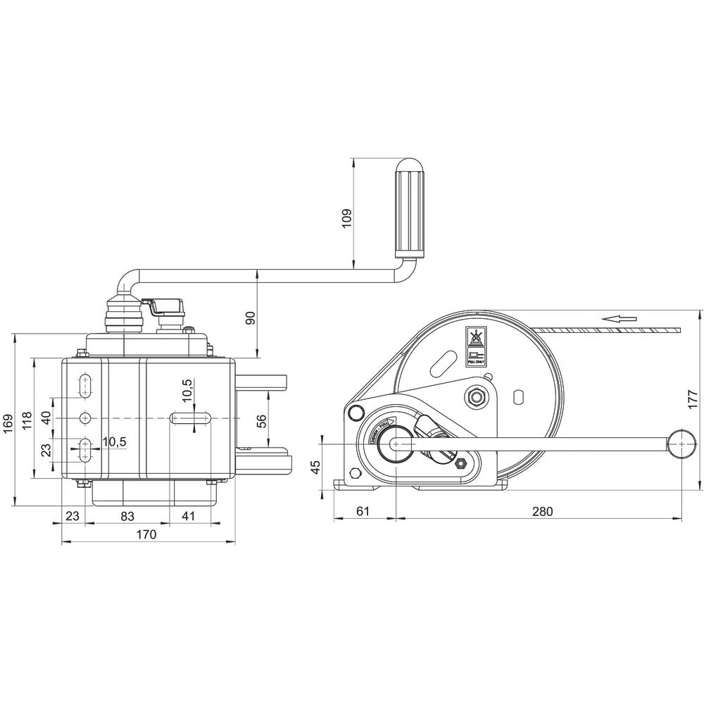 Treuil de traction manuel 900kg sans cable avec enrouleur et frein automatique ALKO - 18067