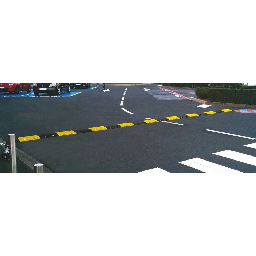 Ralentisseur passe-câble 1 voie 30mm jaune et noir en caoutchouc 1000x350x50mm DRAKKAR - 18151