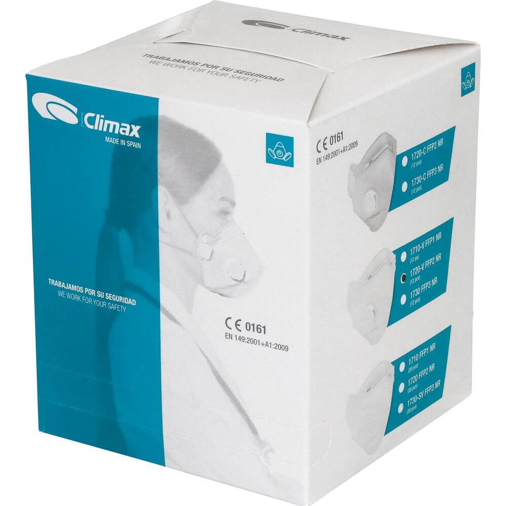 Masque jetable anti poussière avec soupape - Lot de 12 - CLIMAX - 18181.12