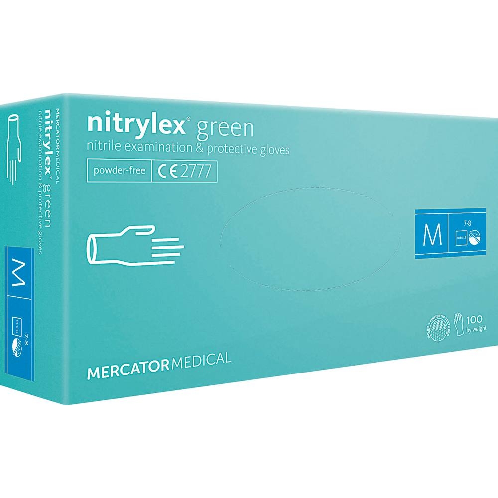 Gants jetables nitrile 240mm 0,10mm vert T9 - Boîte de 100 MERCATOR - 18261