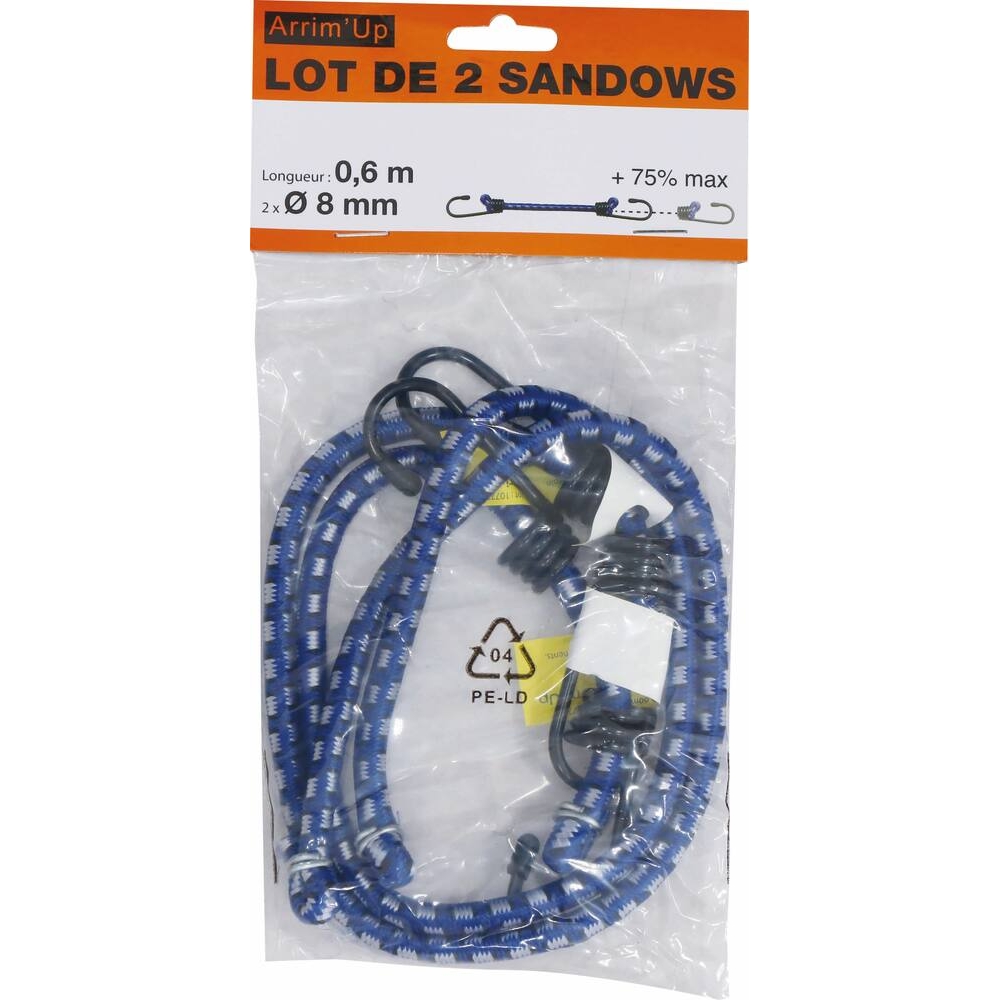 Sandow 8mm 0,6m avec crochets - lot de 2 pcs DRAKKAR - 18366