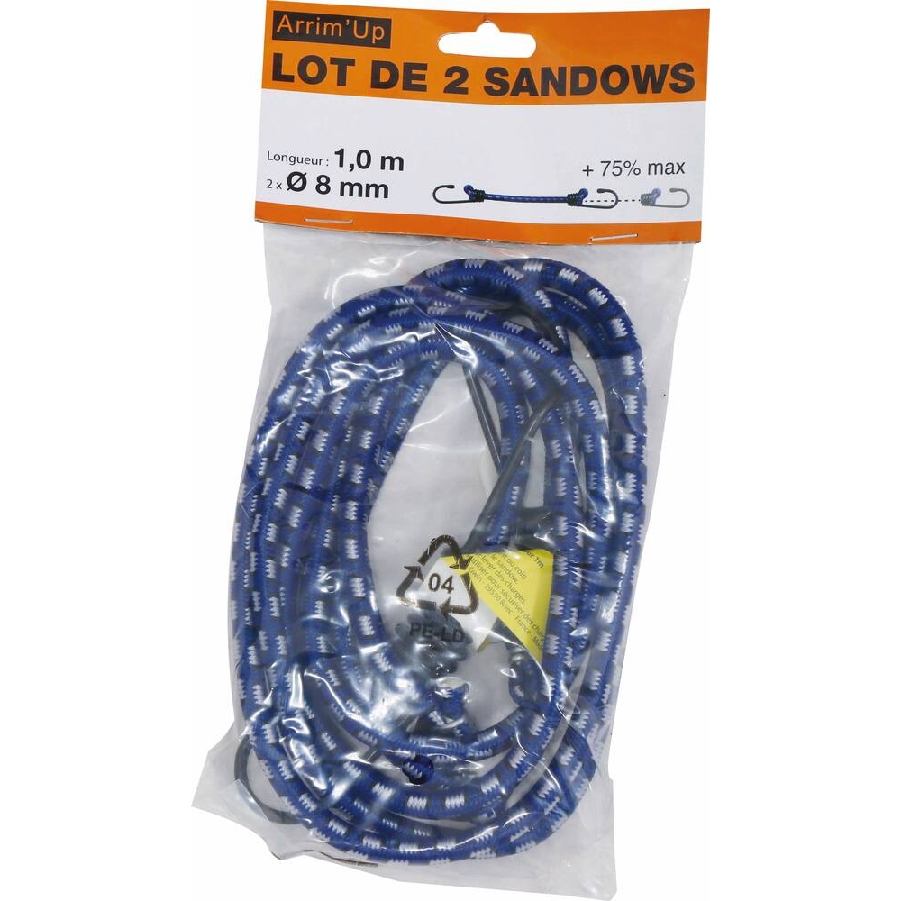 Sandow 8mm 1m avec crochets - lot de 2 pcs ARRIMUP - 18371