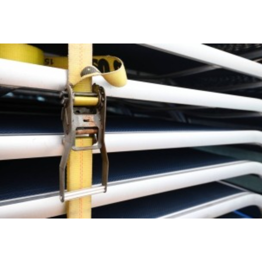 SANGLE D'ARRIMAGE 50MM  9M 4T AVEC CLIQUET+CROCHET BORD DE RIVE - ARRIMUP - 18390