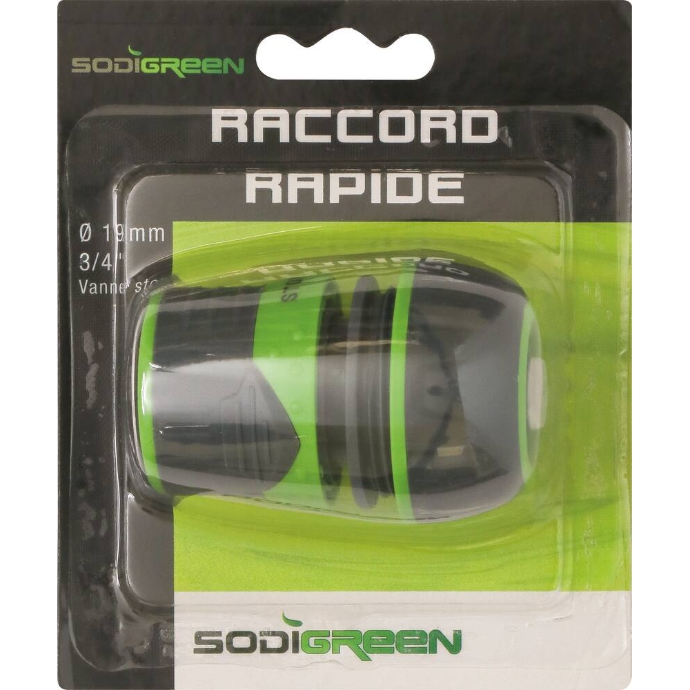 Raccord rapide PVC avec vanne stop pour tuyau de 19mm STILKER - 18458